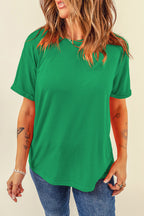 Black Casual Plain Crew Neck Tee