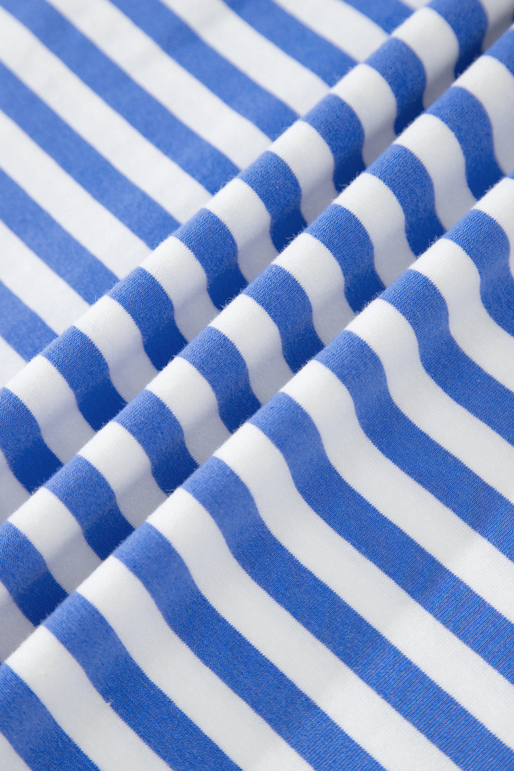 Sky Blue Stripe Contrast Trim Crew Neck Tee Knot Shorts 2pcs Set