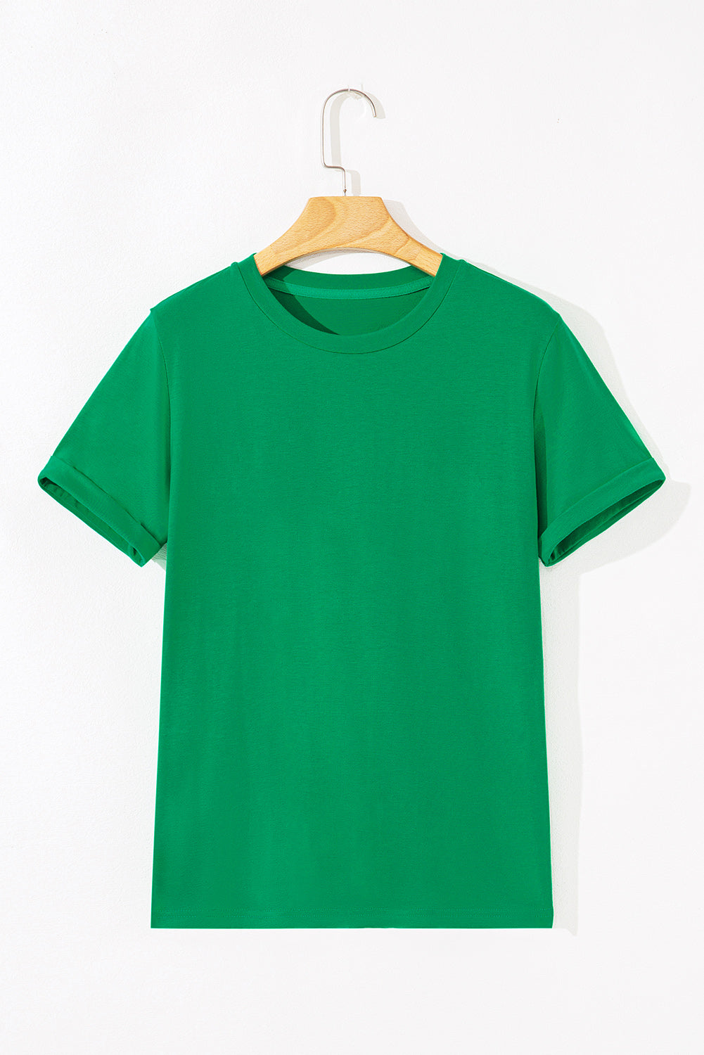 Black Casual Plain Crew Neck Tee