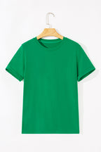 Black Casual Plain Crew Neck Tee