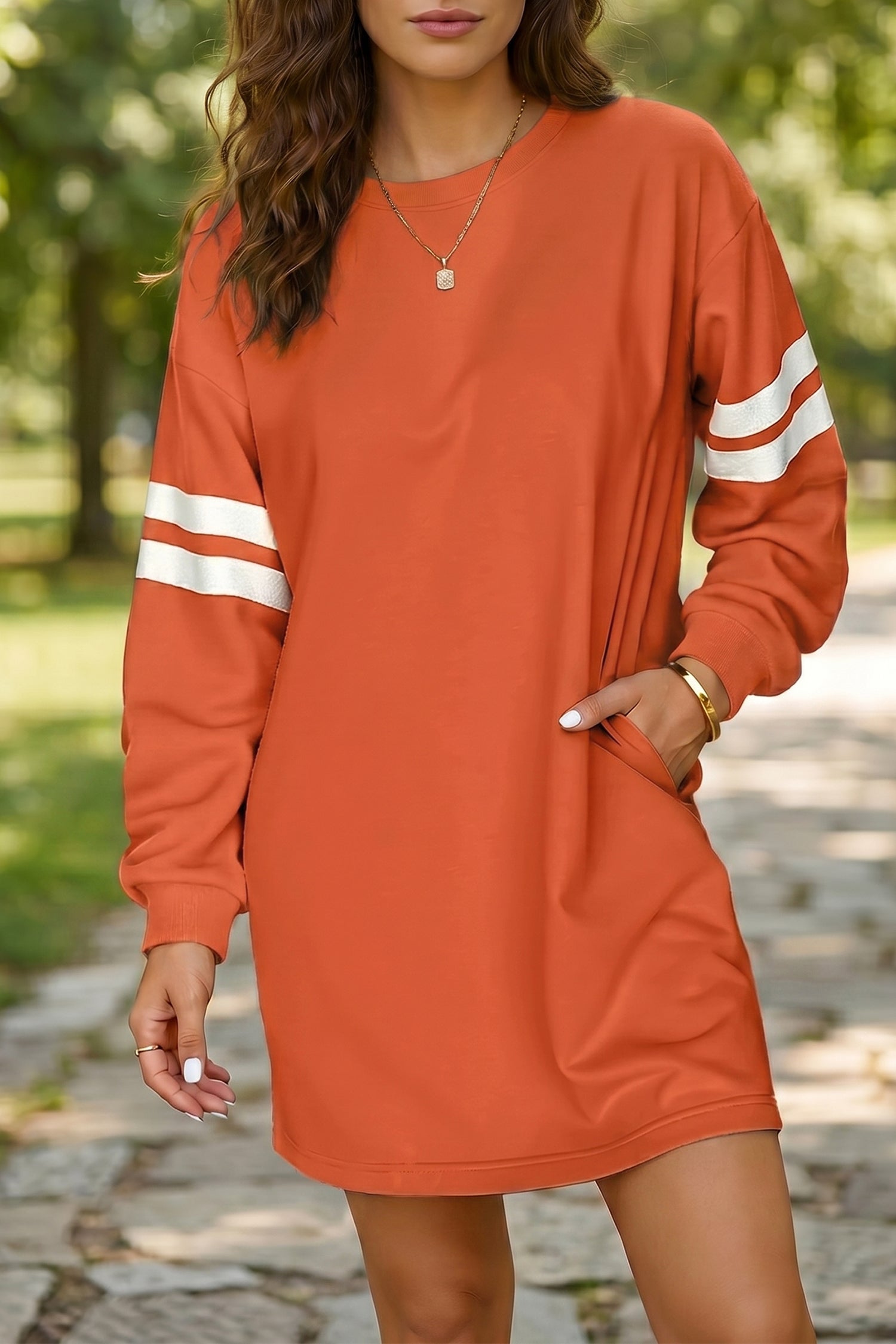 Black Varsity Contrast Banded Sleeve Shift Sweatshirt Dress