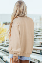 Light Pink Oversize Drop Shoulder Reversible Mock Neck Sweatshirt