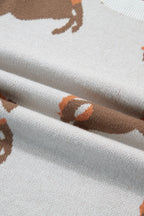 White Western Horse Printed Short Puff Sleeve Sweater