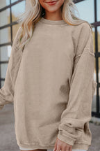 Light Grey Ribbed Corduroy Oversized Sweatshirt