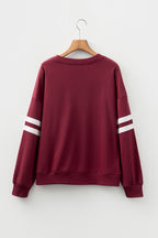 White Varsity Striped Detail Drop Shoulder Oversized Sweatshirt