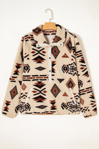 Black Western Aztec Half Placket Plush Sweatshirt
