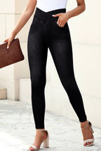 Black Arched Waist Stretchy Slim Fit Jeggings