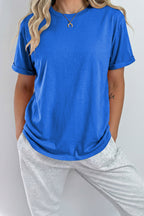 Black Casual Plain Crew Neck Tee