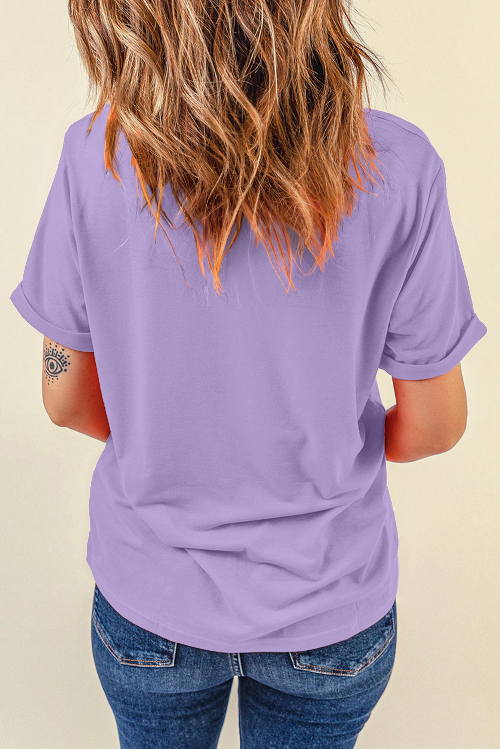 Black Casual Plain Crew Neck Tee