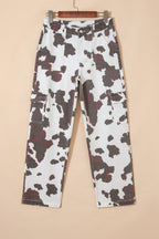 Brown Cow Spots Printed Multi Pocketed Jeans