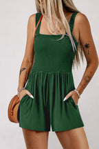 Phalaenopsis Casual Pocketed Smocked Sleeveless Romper
