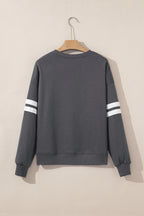 White Varsity Striped Detail Drop Shoulder Oversized Sweatshirt