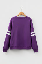 White Varsity Striped Detail Drop Shoulder Oversized Sweatshirt