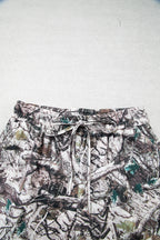 Brown Camo Long Sleeve Top Elastic Waist Shorts Two Piece Set