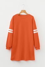 Black Varsity Contrast Banded Sleeve Shift Sweatshirt Dress