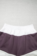 Prussian Blue Exposed Seam Detail Half Sleeve Top Elastic Waist Shorts 2pcs Set