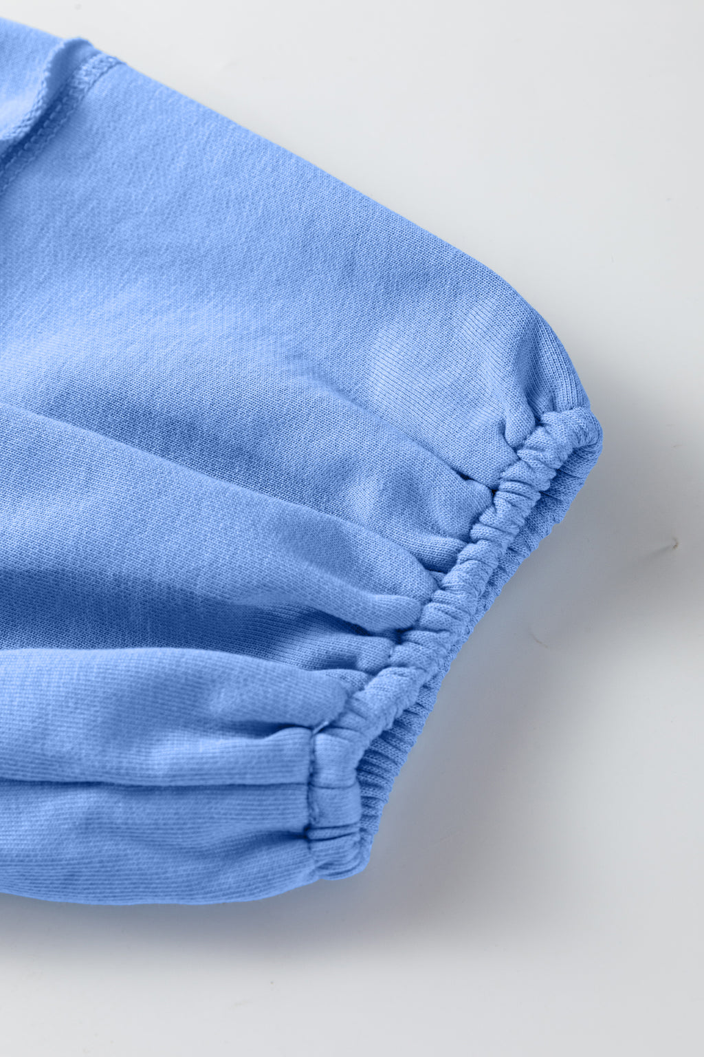 Beau Blue Solid Color Raw Seam Patchwork Baggy Sweatshirt