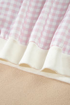Pink Plaid Baggy Pullover Drawstring Casual Shorts 2pcs Outfit