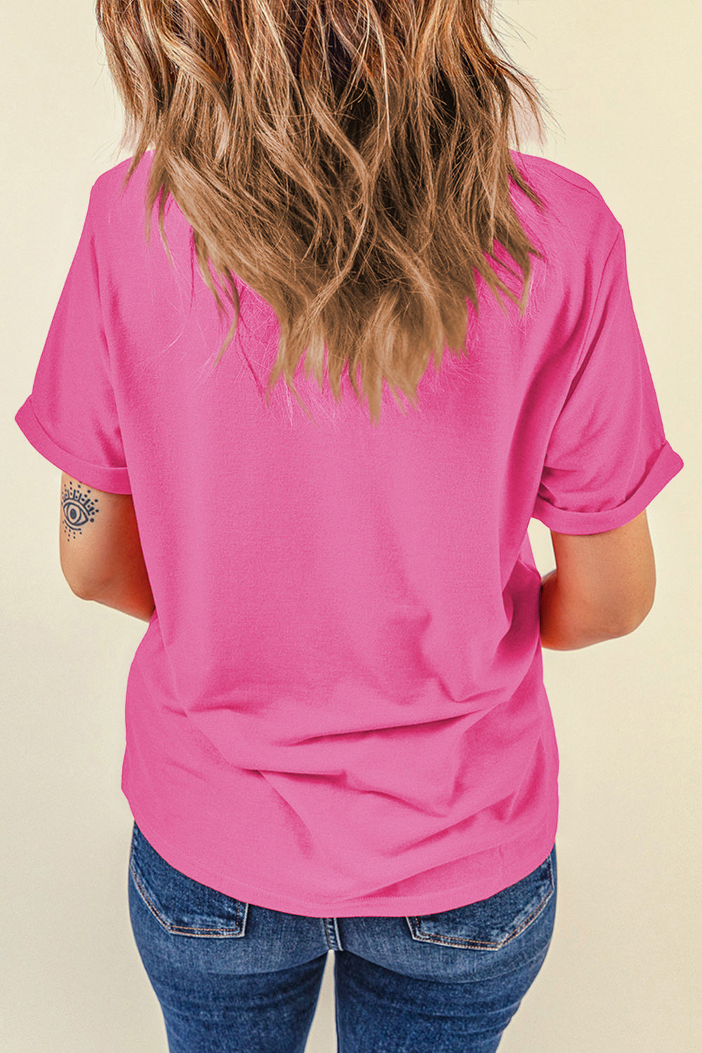 Black Casual Plain Crew Neck Tee