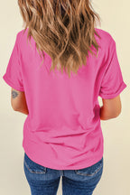 Black Casual Plain Crew Neck Tee