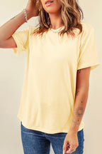 Black Casual Plain Crew Neck Tee