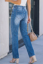 Ashleigh Blue Acid Washed Straight Leg Full Length Casual Jeans