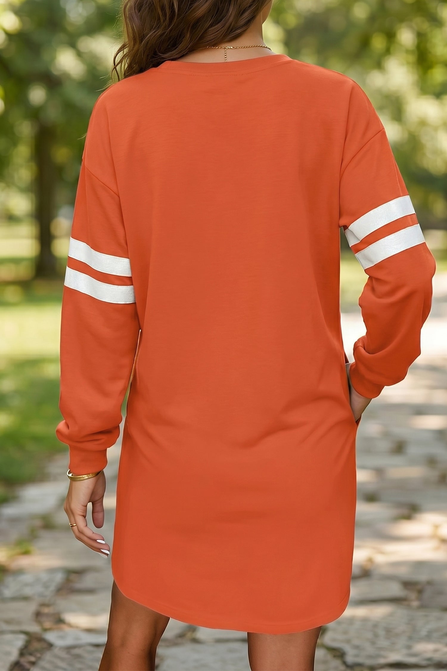 Black Varsity Contrast Banded Sleeve Shift Sweatshirt Dress