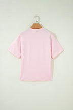 Pink PRAY Sequin Leopard Multiple Patched Graphic Tee