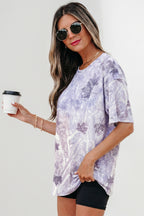 Gray Camouflage Woodland Print Drop Shoulder Tunic Tee