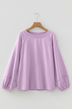 Beau Blue Solid Color Raw Seam Patchwork Baggy Sweatshirt