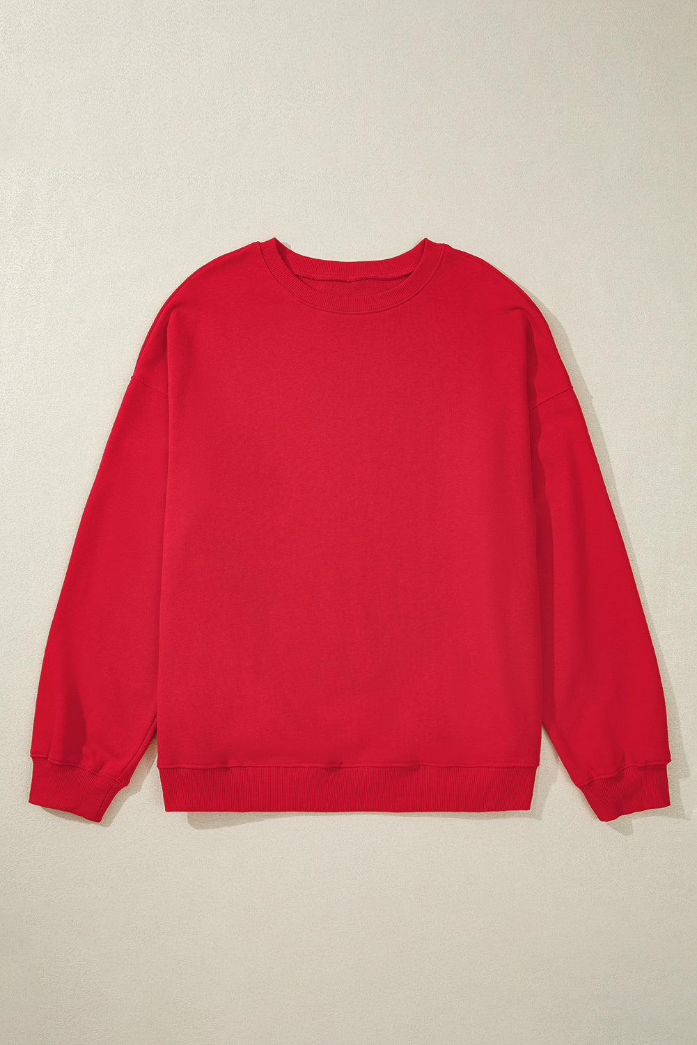 Apricot Solid Crew Neck Drop Shoulder Plus Size Sweatshirt