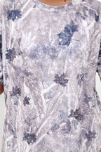 Gray Camouflage Woodland Print Drop Shoulder Tunic Tee