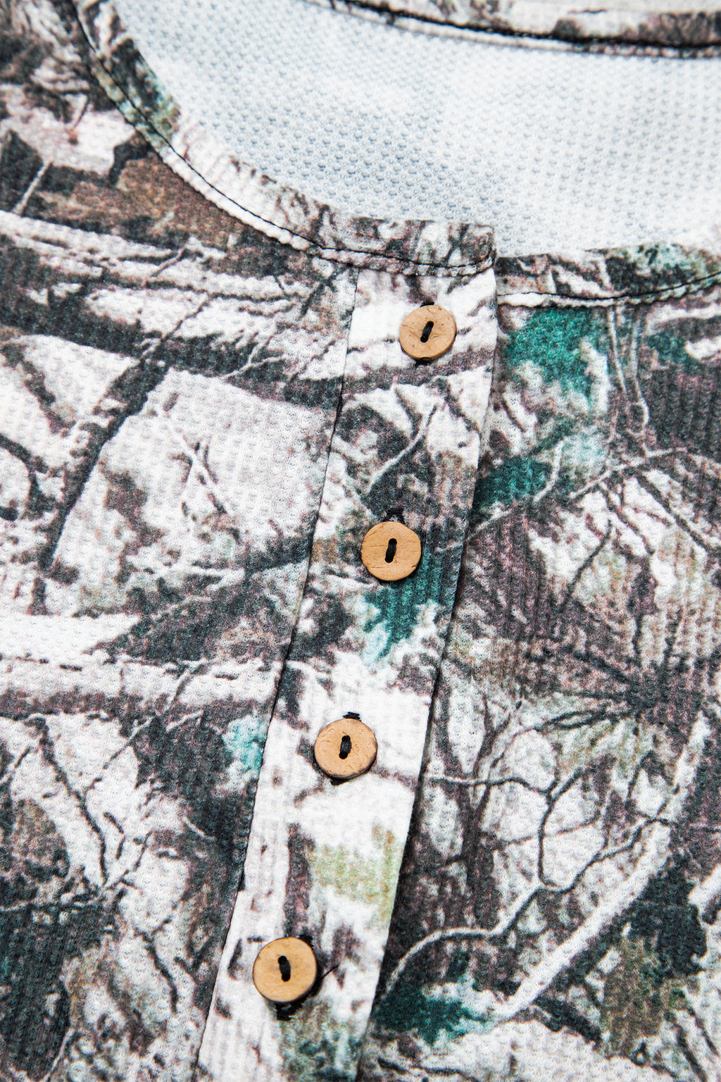 Brown Camo Long Sleeve Top Elastic Waist Shorts Two Piece Set