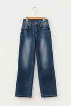 Ashleigh Blue Acid Washed Straight Leg Full Length Casual Jeans