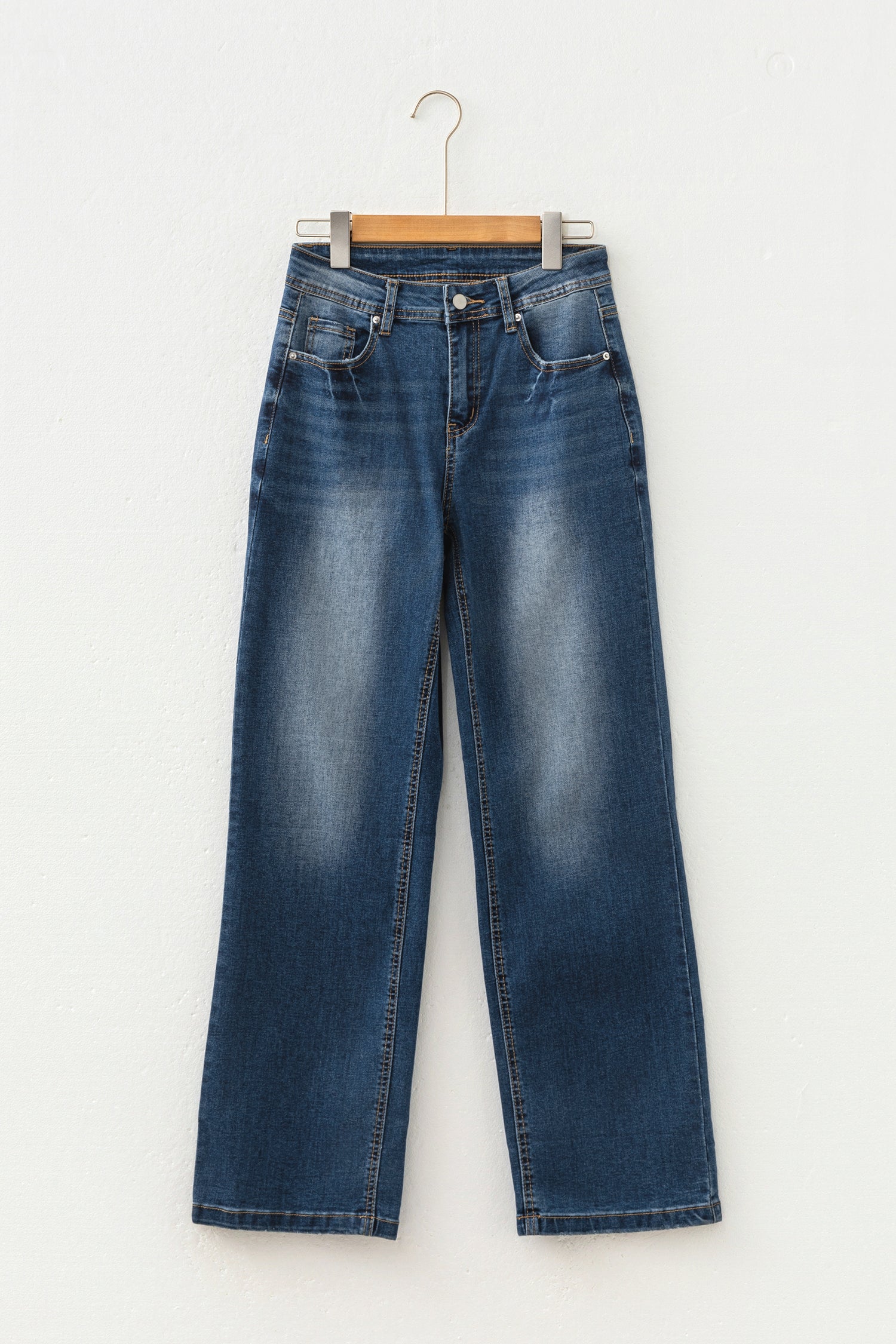 Ashleigh Blue Acid Washed Straight Leg Full Length Casual Jeans