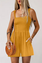 Phalaenopsis Casual Pocketed Smocked Sleeveless Romper