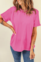 Black Casual Plain Crew Neck Tee