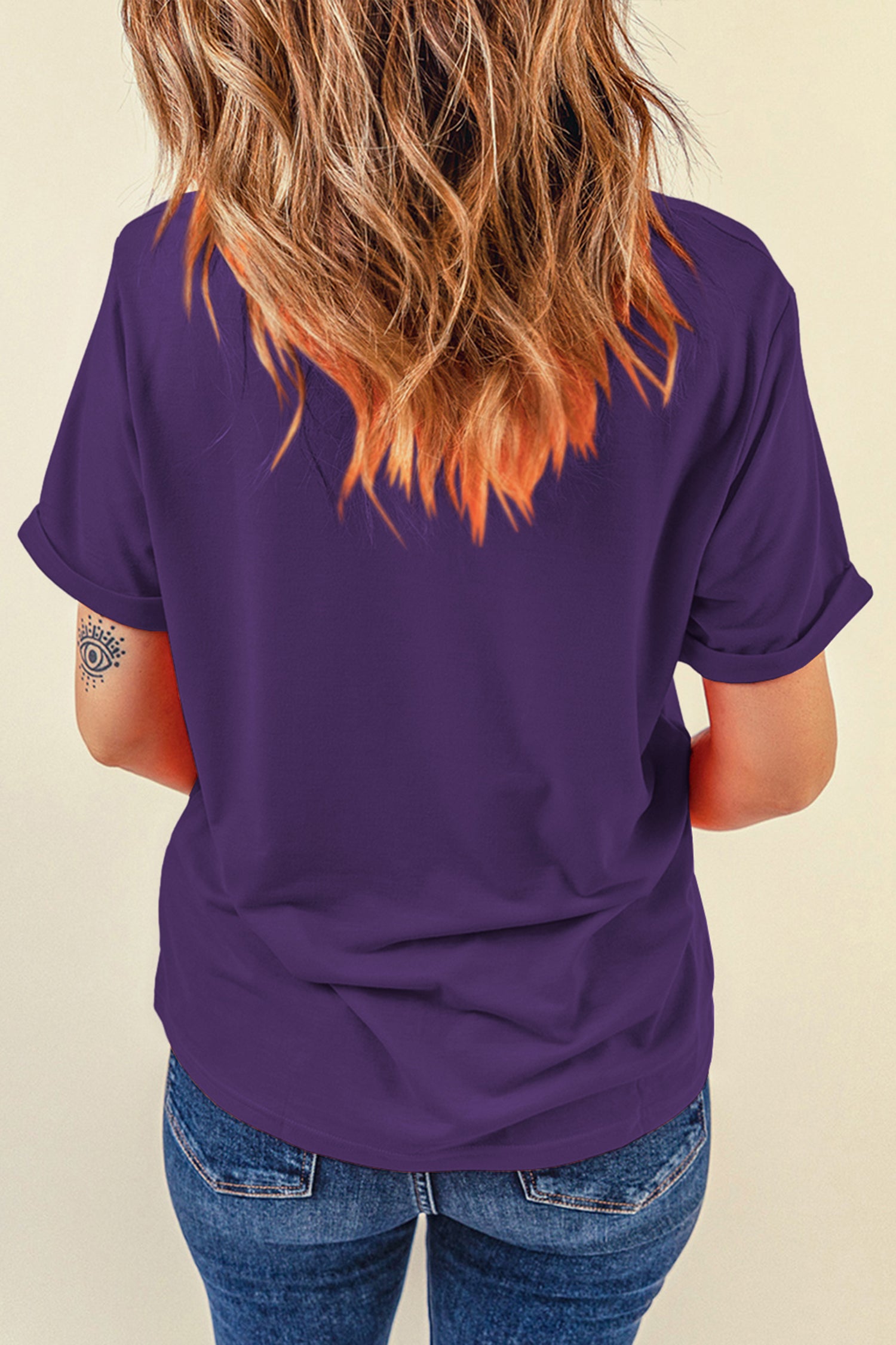 Black Casual Plain Crew Neck Tee