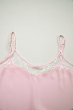 Light Pink Sheer Lace Patchwork Camisole Nightgown Dress